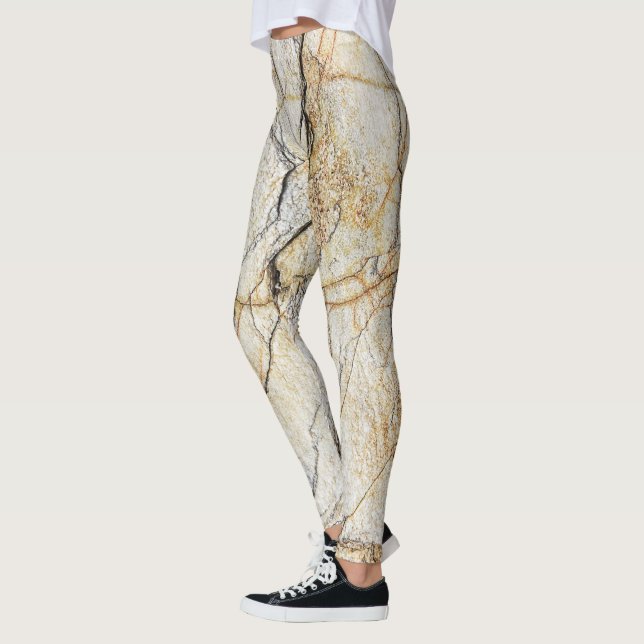 Leggings Pierre de marbre texturée marron et noire (Gauche)