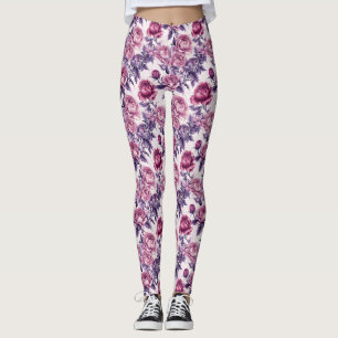 Leggings Pies roses et violettes et Roses