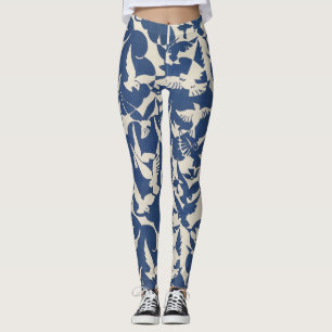 Leggings Pigeons blancs et bleus