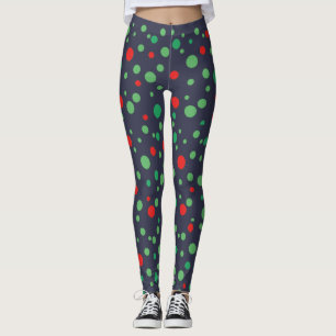Leggings Piges noires à pointes vert et rouge