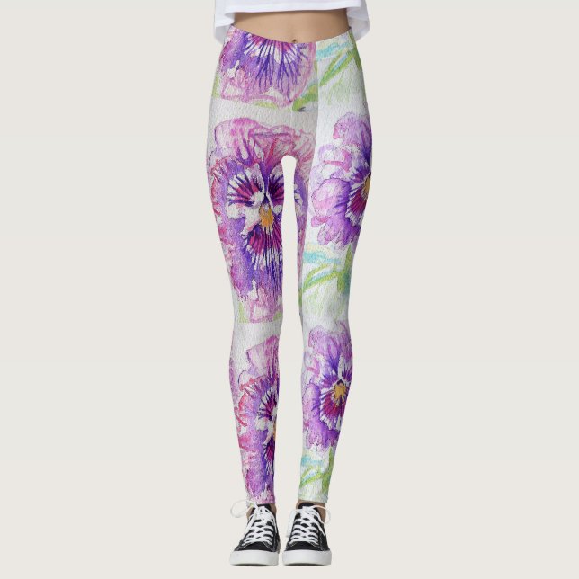 Leggings Pignon d'aquarelle rose (Devant)