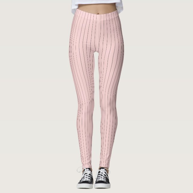 Leggings Pignon rose avec Pinstripes Noir (Devant)