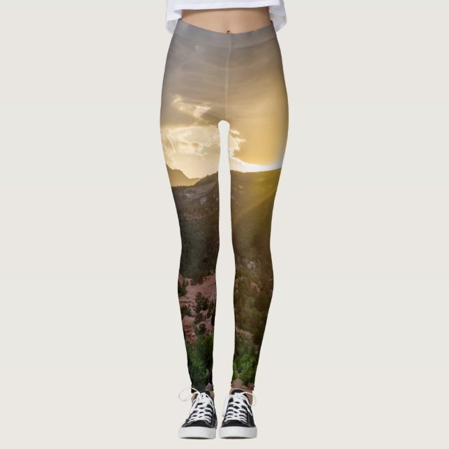 Leggings Pikes Peak Coucher de soleil Hausse pattes (Devant)