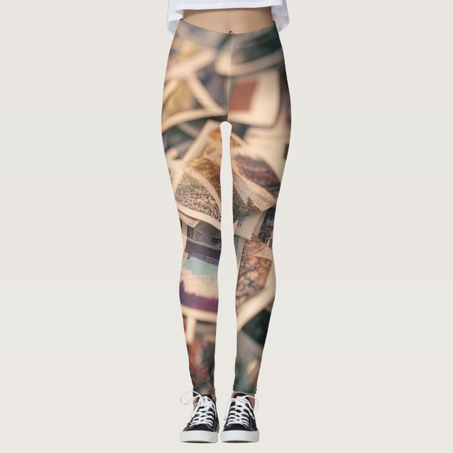 Leggings Pile de photographies Vintages (Devant)