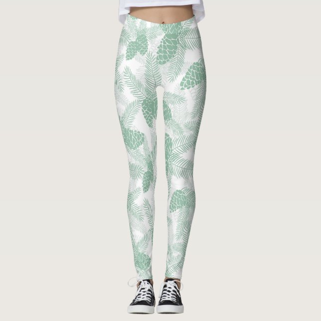 Leggings Pin vert de Noël sans soucis (Devant)