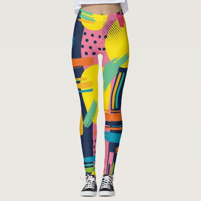 Leggings Pinceau Abstrait Rétro (11) (Devant)
