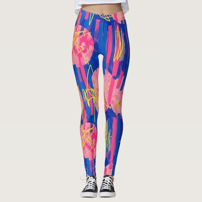 Leggings Pinceau Abstrait Rétro (2) (Devant)