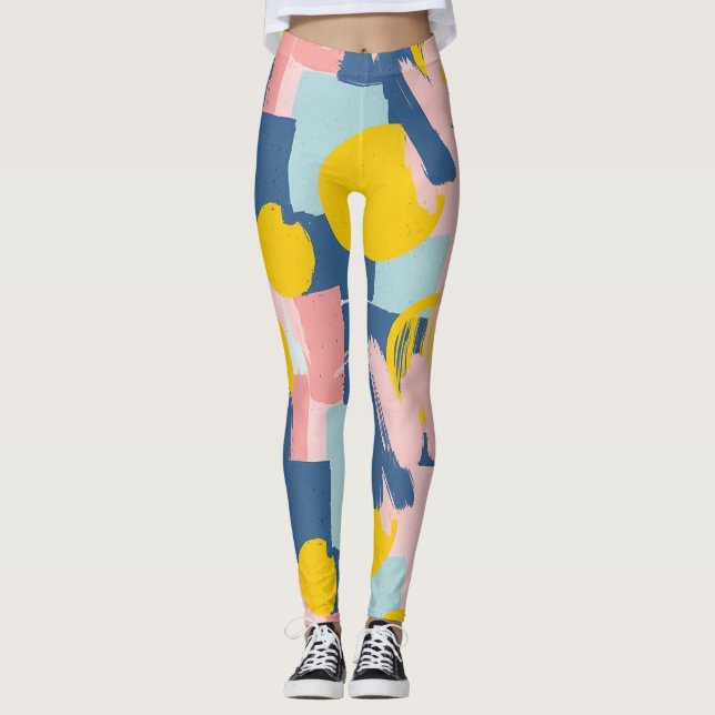 Leggings Pinceau Abstrait Rétro (6) (Devant)