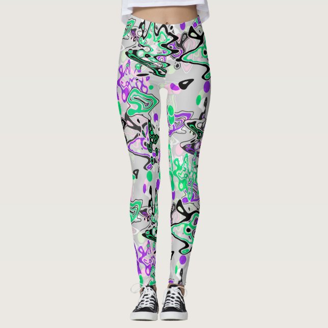 Leggings Pinceau moderne abstrait éclaboussé de manière élé (Devant)
