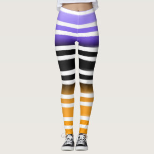 Leggings Pinceau violet noir orange pinceau Halloween
