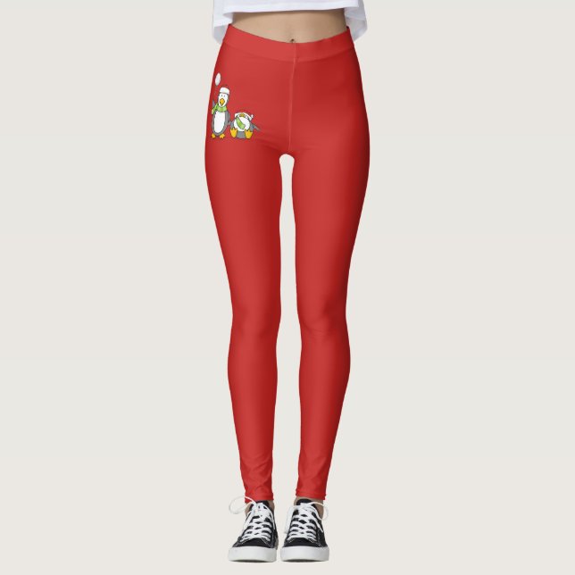 Leggings Pingouins de Noël (Devant)