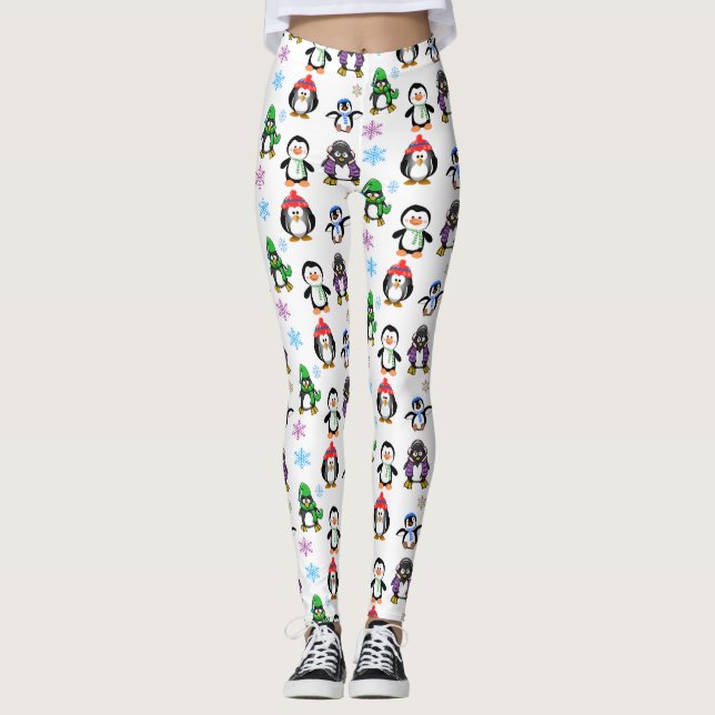 Leggings Pingouins de Noël et guêtres de flocons de neige (Devant)