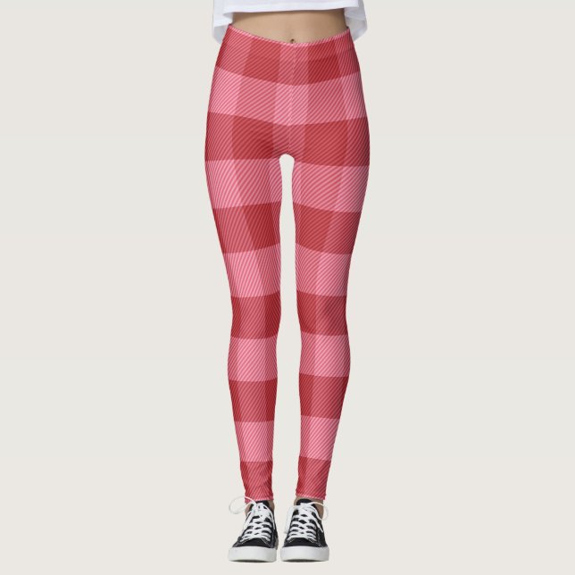 Leggings Pink and Red Valentine Plaid (Devant)