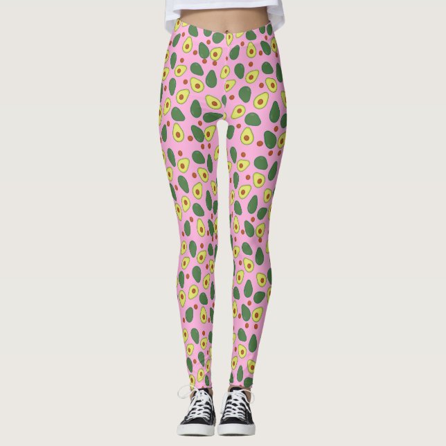 Leggings Pink Avocado Imprimer Motif moderne Kit de yoga (Devant)