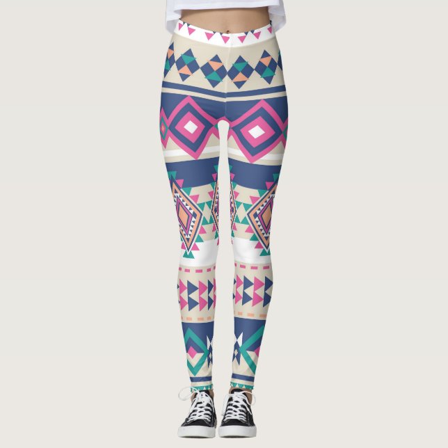 Leggings Pink Aztec Mélange les jambes des femmes (Devant)