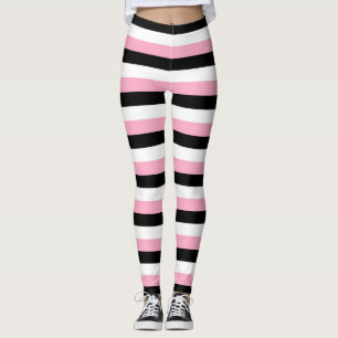 Leggings Pink, Black, White Strips