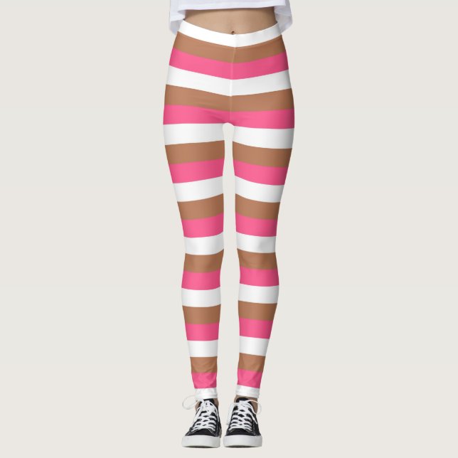 Leggings Pink chaud, blanc et Brown (Devant)