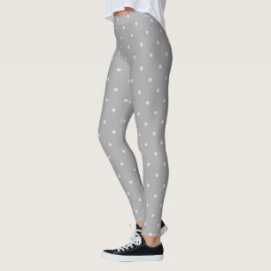Leggings Pink Dot Grey Background Elegant Polka Dot Dot