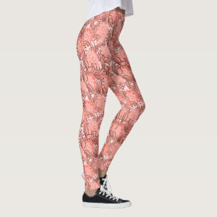 Leggings Pink et Coral Tropical Floral Patal