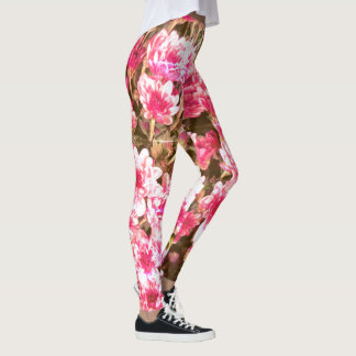 Leggings Pink Floral Bloom Pattern – Soft Botanical Design