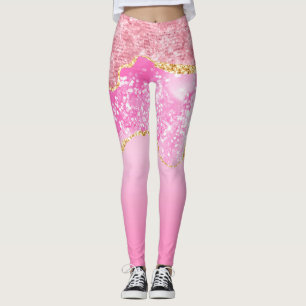 Leggings Pink Gold Glam Parties scintillant Bling tendance 