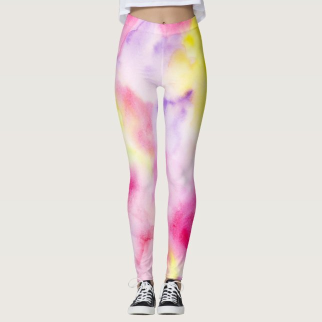 Leggings Pink Jaune violet teint Paix (Devant)