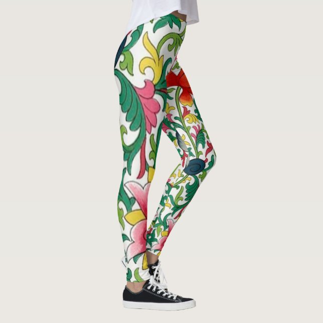 Leggings Pink Lotus Garden Botanique Chinoiserie (Droite)