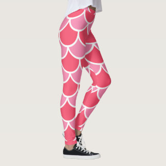Leggings Pink on Pink with White Scallon Design Summer Look