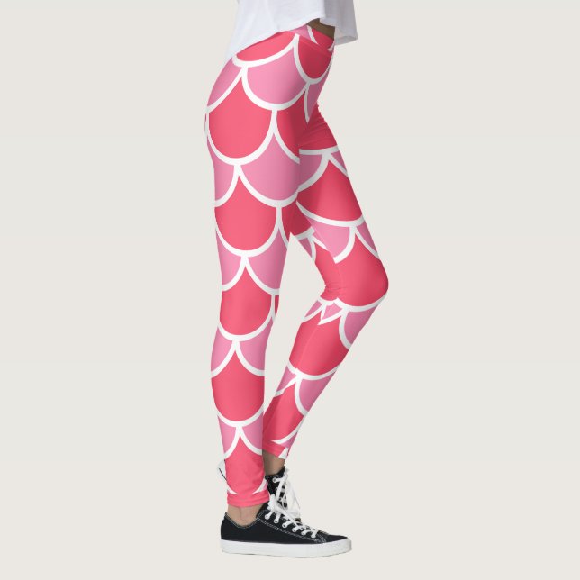 Leggings Pink on Pink with White Scallon Design Summer Look (Droite)