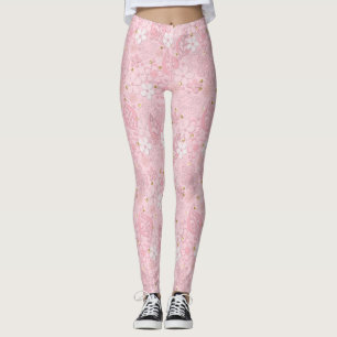 Leggings Pink paper flowers