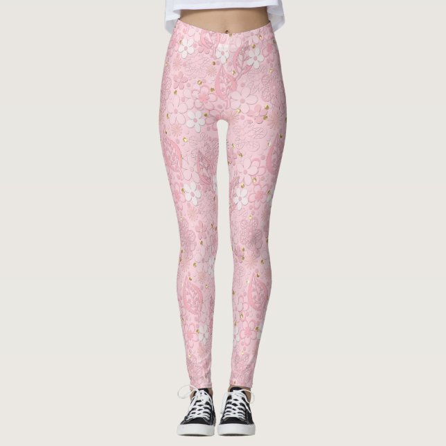 Leggings Pink paper flowers (Devant)
