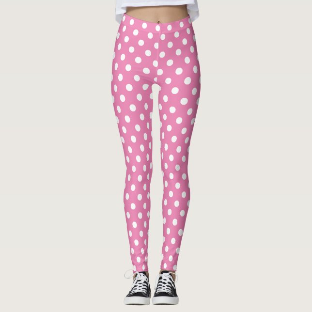 Leggings Pink Pastel White Polka Dot (Devant)