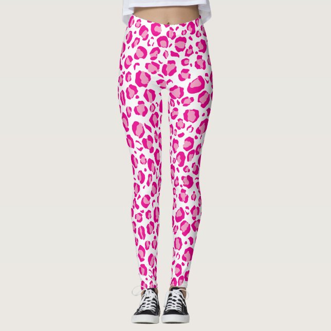 Leggings Pink puma imprimé sur arrière - plan personnalisé (Devant)