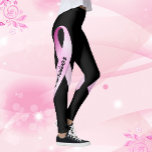 Leggings Pink Ribbon Personnaliser Nom Soutien pour le canc<br><div class="desc">Leggings Ruban rose Personnaliser Nom Cancer du sein Survivant</div>