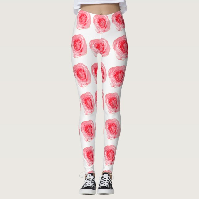 Leggings Pink Rose Flower (Devant)