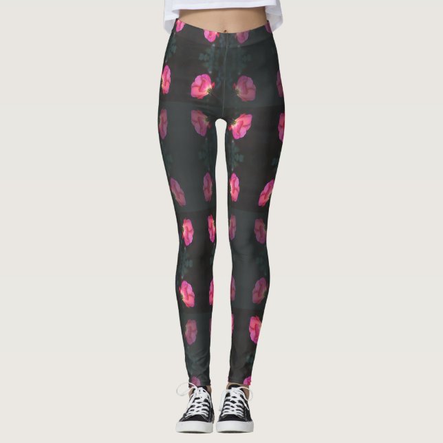 Leggings Pink Rose Pattern (Devant)