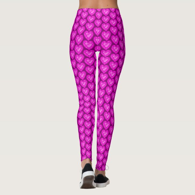 Leggings Pink saphir coeur aquarelle art (Dos)