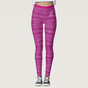Leggings Pink Stripes Tissu Texture Girly Tendance Monogram