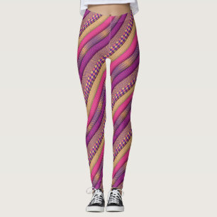 Leggings Pink Tribal Stripes Motif géométrique Bold Ethique