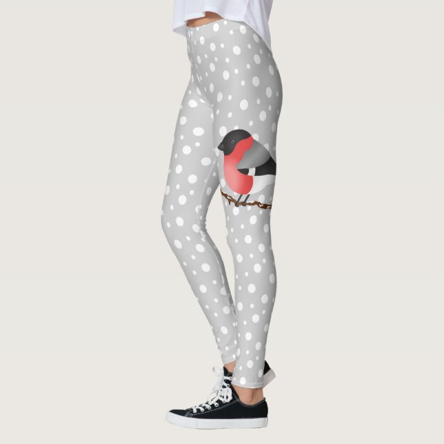 Leggings Pinson Eurasien Joyeux Noël Texte Gris (Gauche)