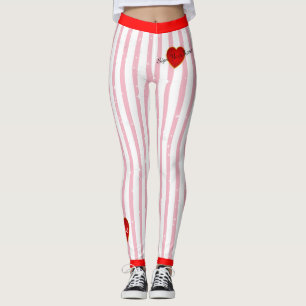 Leggings Pinstriped Signer Votre Nom Coeur (personnalisé).