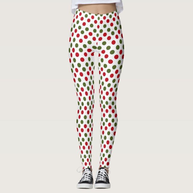 Leggings Piqueté de rouge et de vert (Devant)