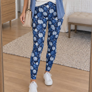Leggings Pivoines Bleu Minuit