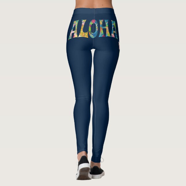 Leggings PixDezines Aloha Hawaï/Couleur de fond DIY (Dos)
