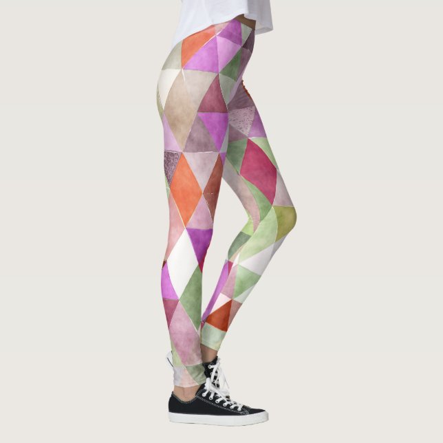 Leggings PixDezines Aquarelle Boho Géométrique/Triangles (Droite)