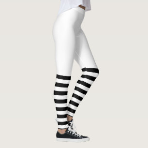 Leggings PixDezines Bandes noires/Réglable/Fond DIY