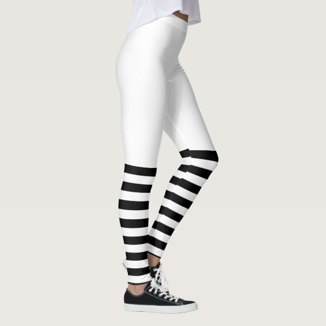 Leggings PixDezines Bandes noires/Réglable/Fond DIY (Droite)