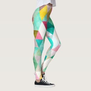 Leggings PixDezines Boho aquarelle géométrique/Jade