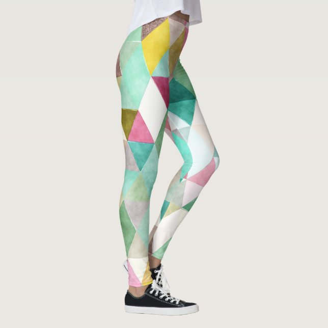 Leggings PixDezines Boho aquarelle géométrique/Jade (Droite)
