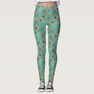 Leggings PixDezines Dessinés à la main H2 Paon/Bleu Cobalt/